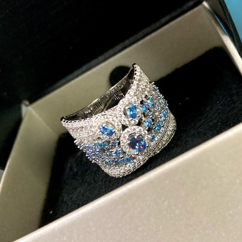 Created Ceylon sapphires & Simulated Diamond Butterfly Ring.